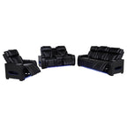 Zuma 2-piece Faux Leather Dual Power LED Sofa Set Black