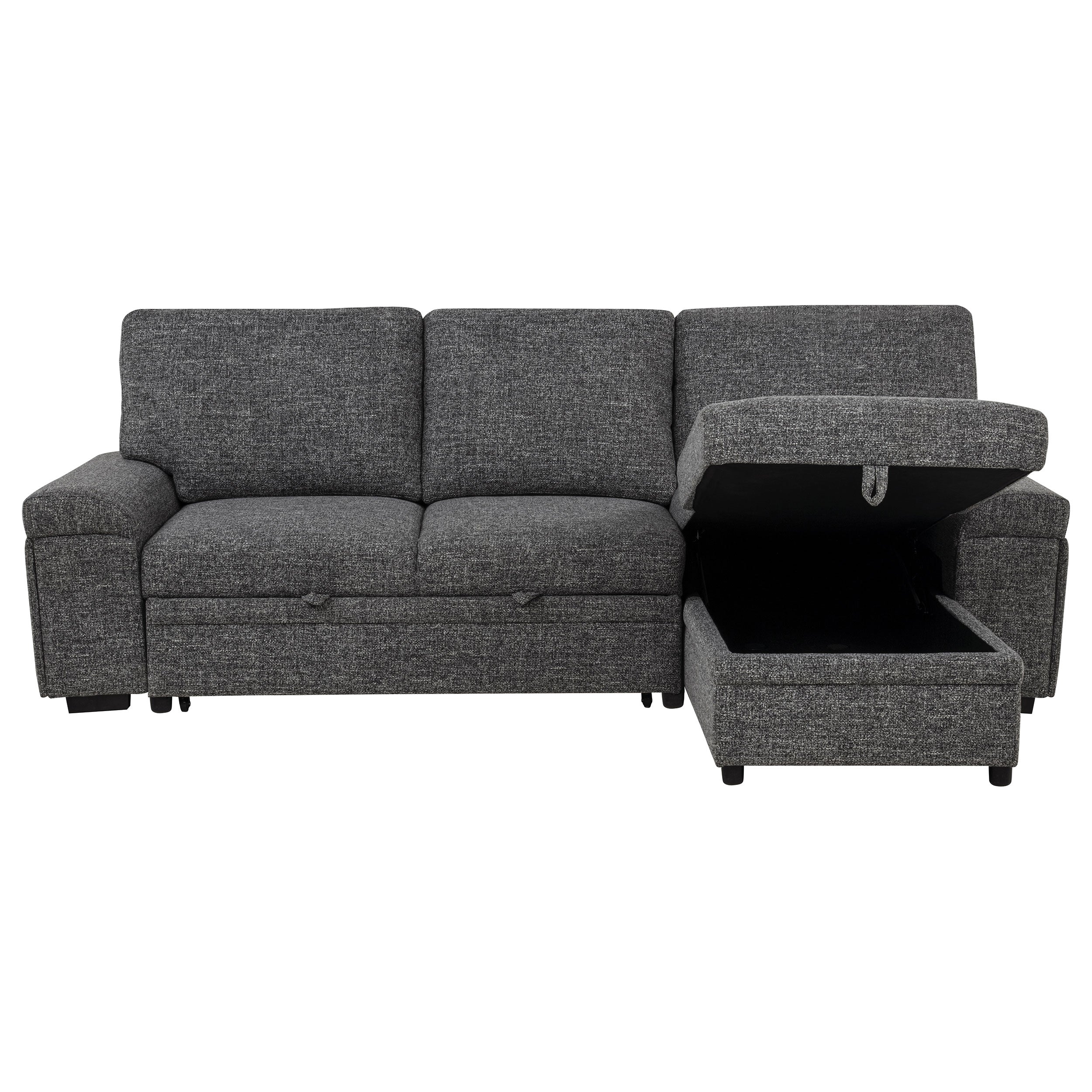 Demko Sleeper Sectional Sofa with Speaker and Storage Chaise Granite