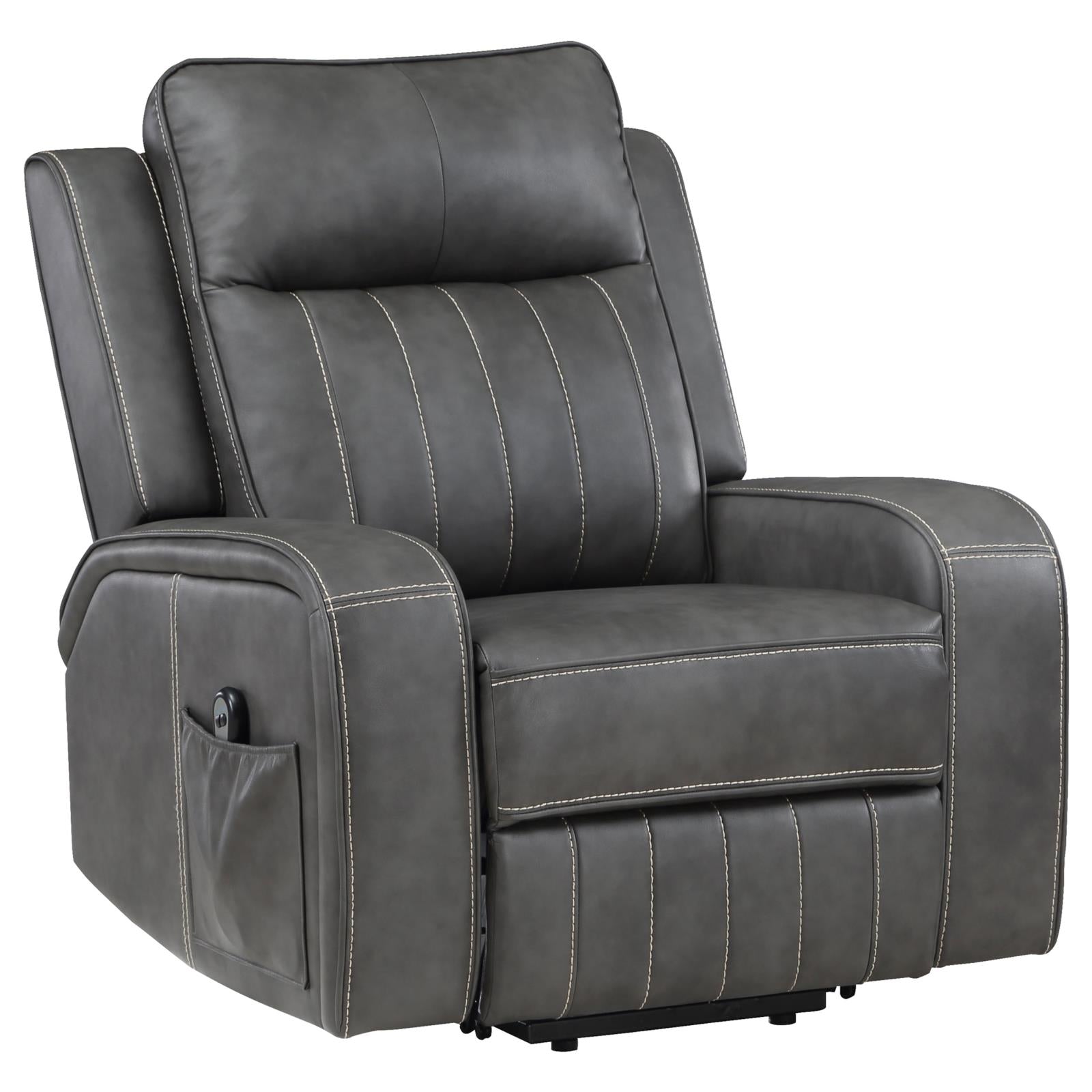 Raelynn Upholstered Power Lift Recliner Chair Grey