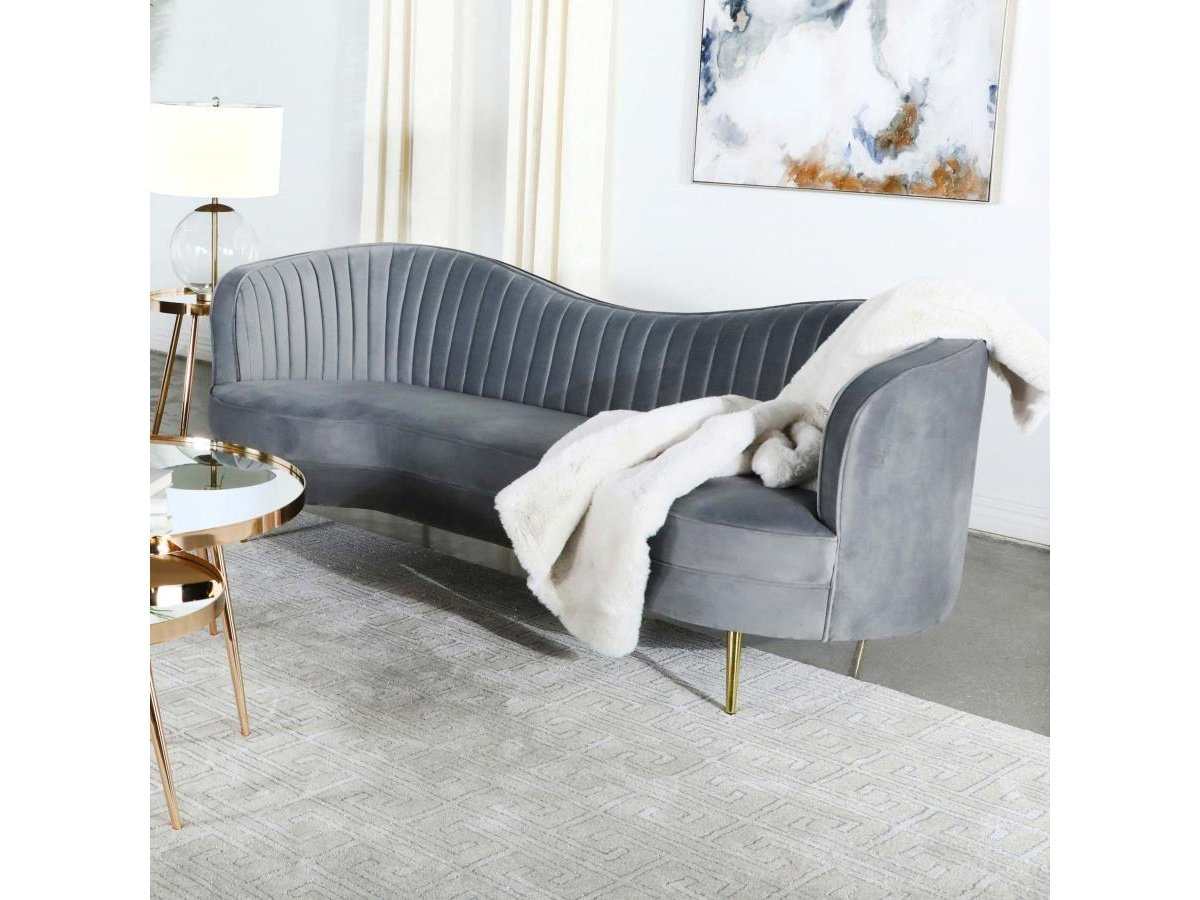 Sophia Upholstered Channel Tufted Sofa Grey