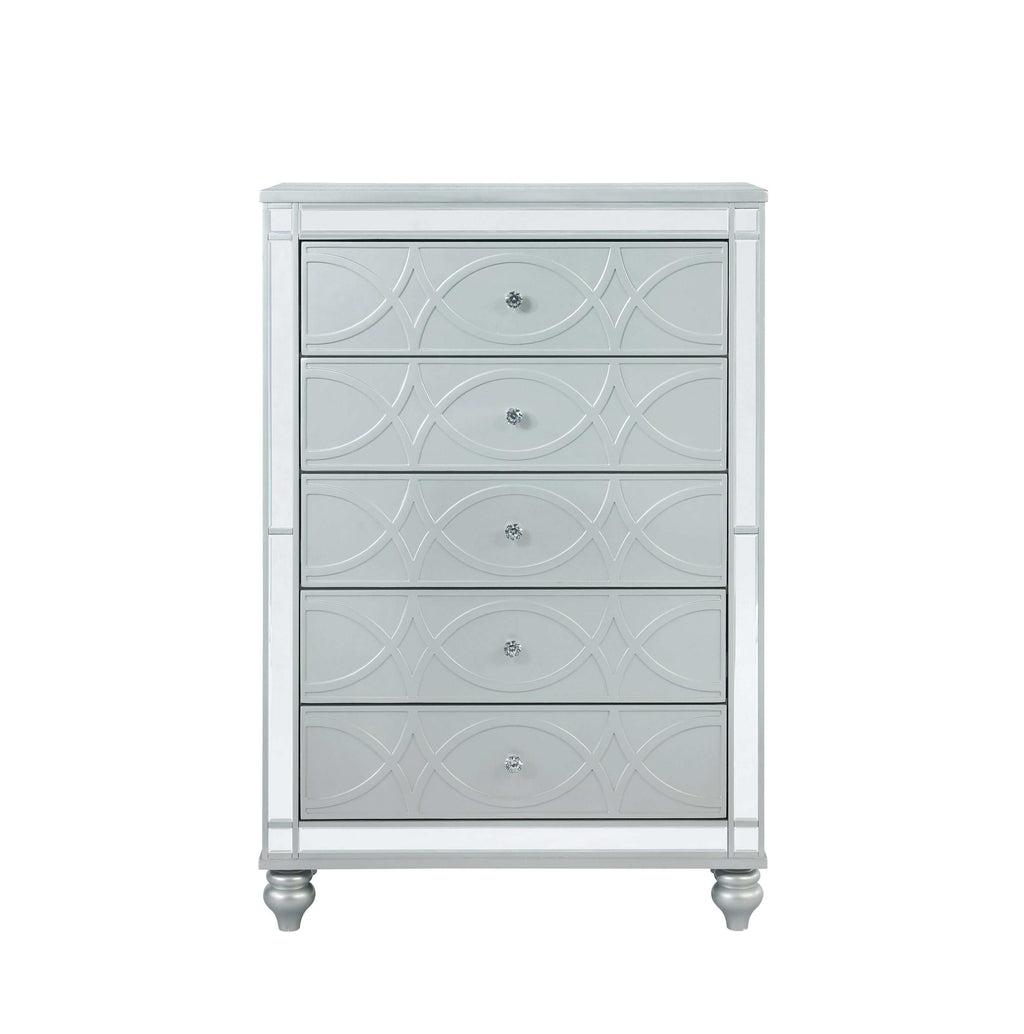 Gunnison 5-drawer Bedroom Chest Silver Metallic