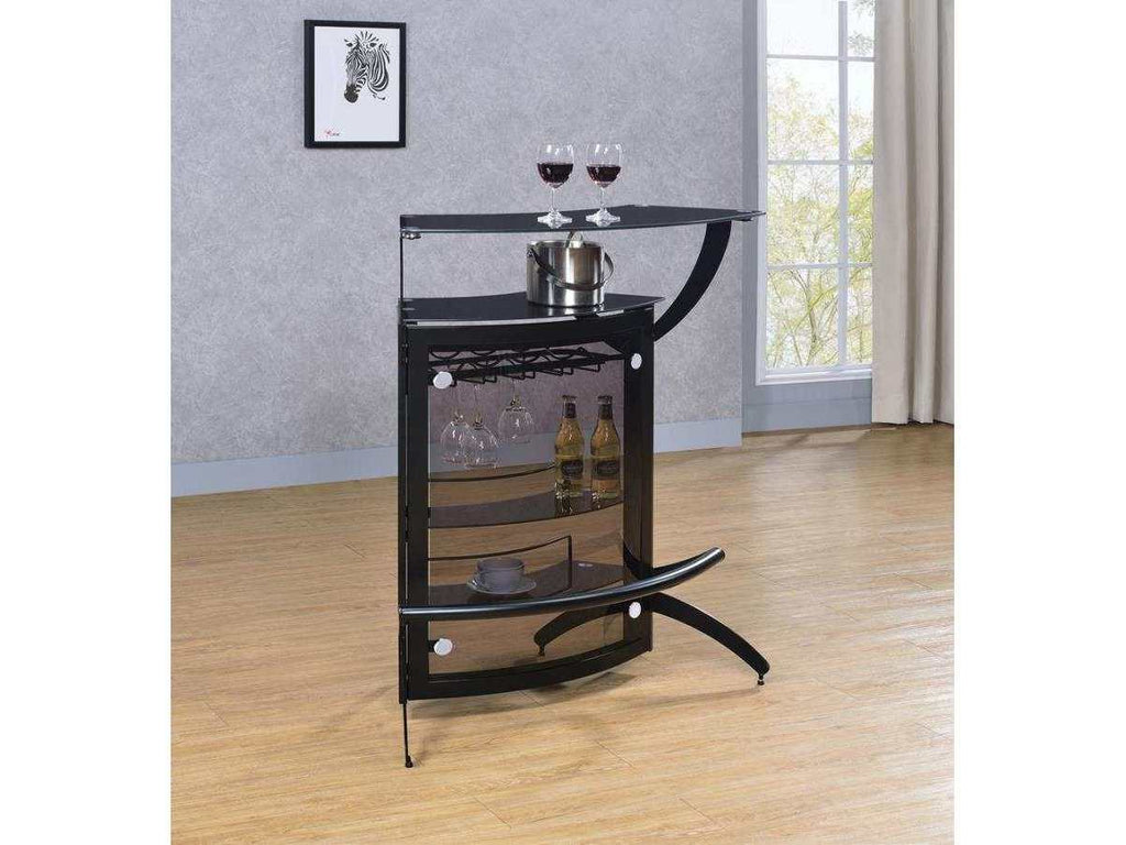Dallas 2-shelf Curved Freestanding Home Bar Cabinet Silver