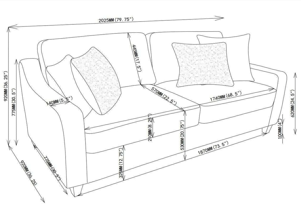 Christine Upholstered Sloped Arm Sofa Beige