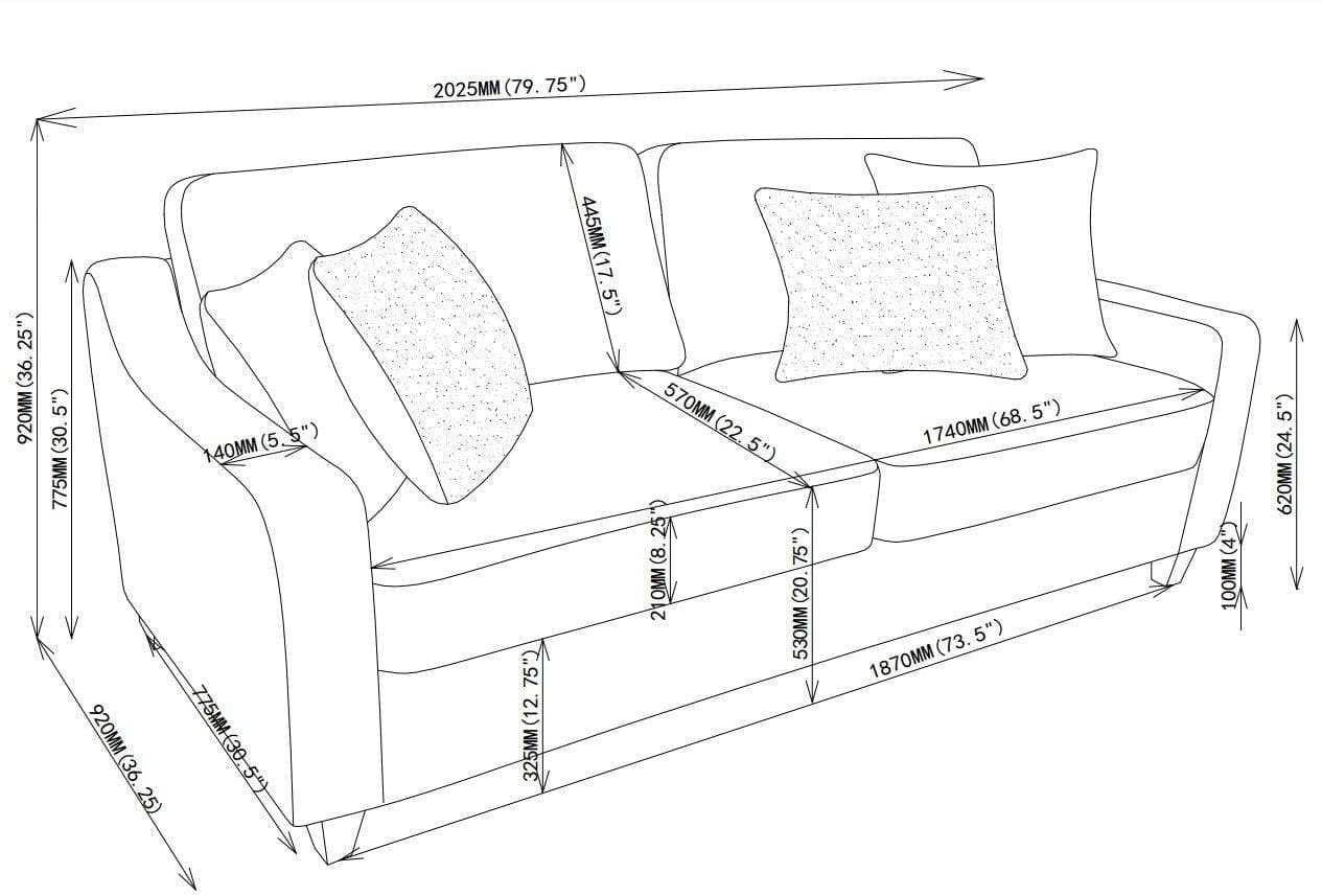 Christine Upholstered Sloped Arm Sofa Beige