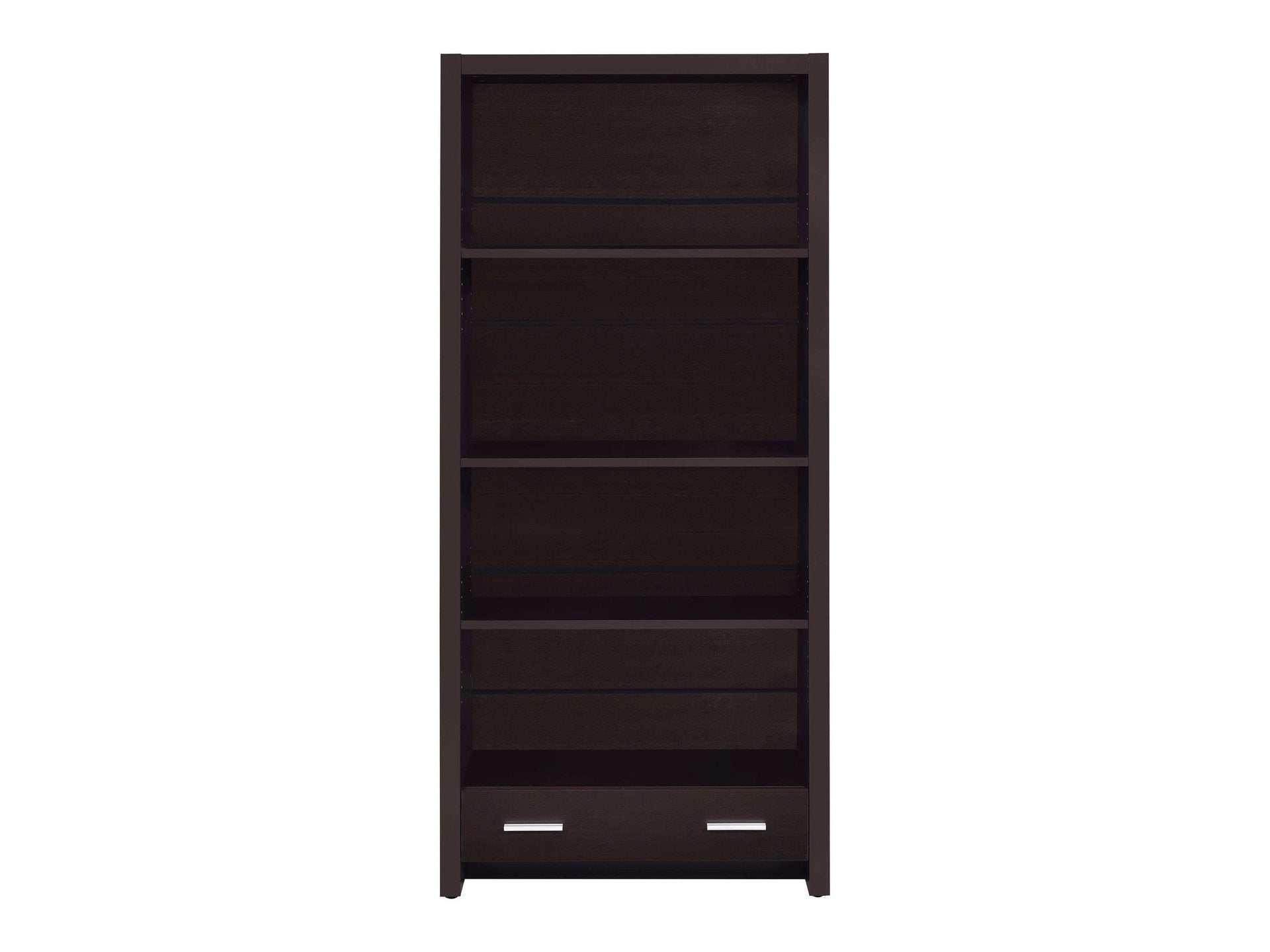 Skylar 71-inch 5-shelf Bookcase with Drawer Cappuccino