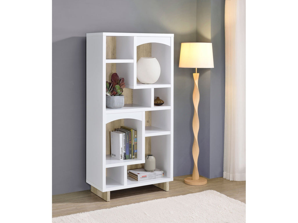 Dalton 65-inch 6-shelf Bookcase White and Distressed Pine