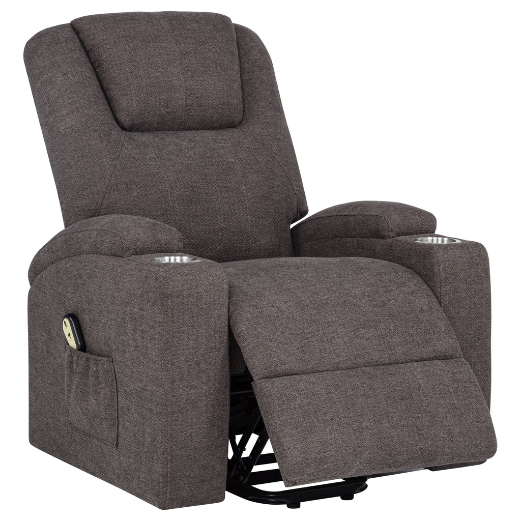 Louie Chenille Upholstered Power Lift Massage Chair Grey