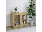 Tilbury 2-door Glass Front Accent Display Cabinet Light Oak
