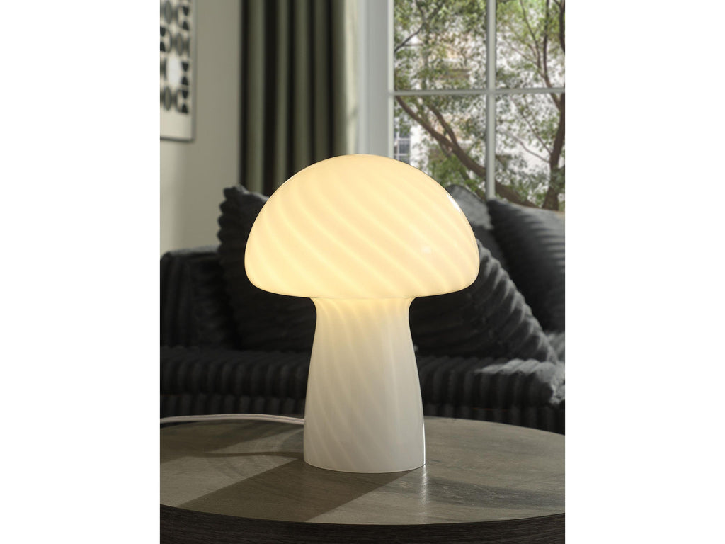 Kanaby Mushroom Shaped Glass Bedside Table Lamp White