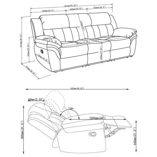 Bahrain Charcoal Motion Sofa
