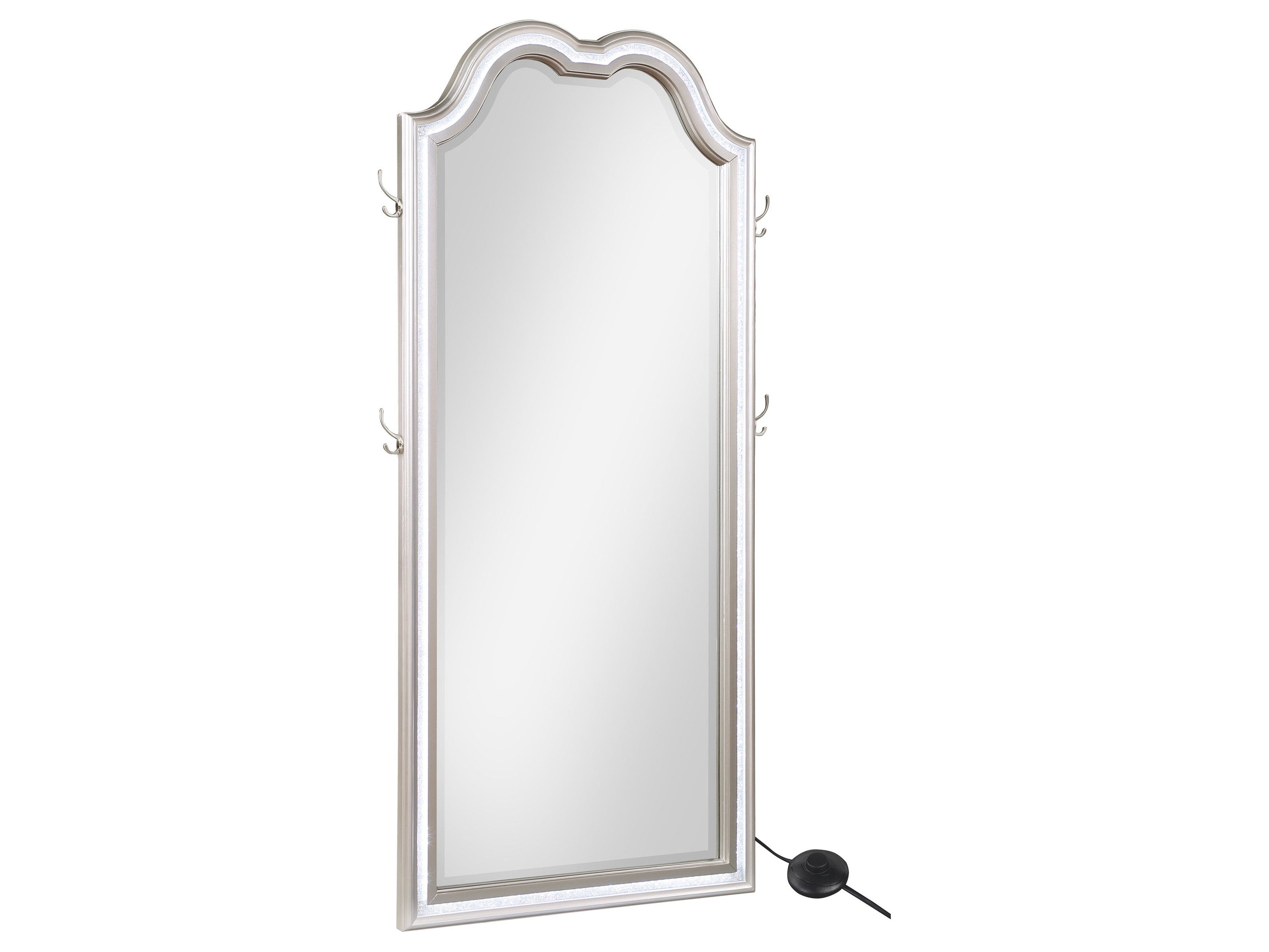 Evangeline Full Length LED Light Floor Mirror Silver Oak