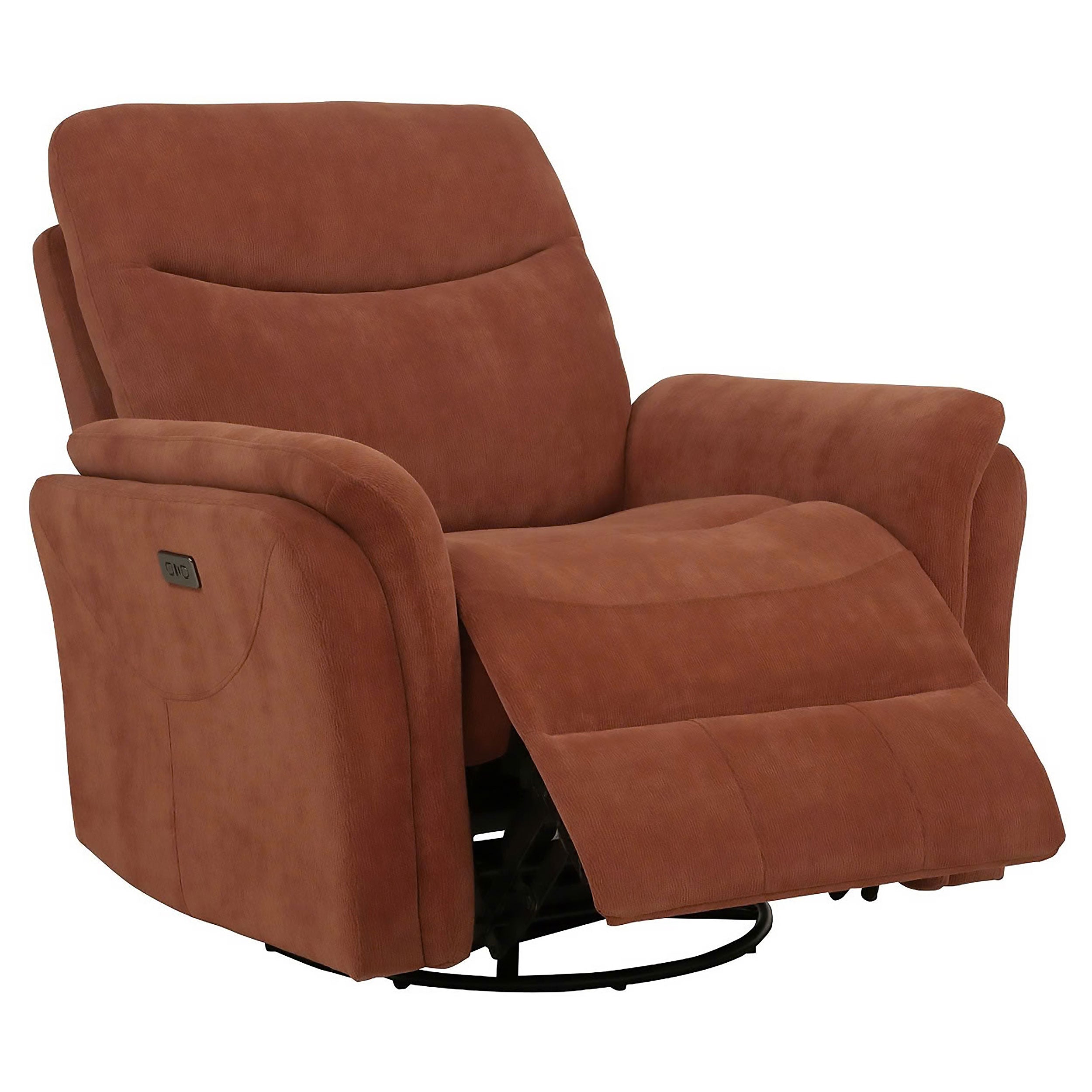 Adler Rust Upholstered Power Swivel Glider Recliner