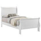 Louis Philippe 47-inch Full Sleigh Panel Bed White