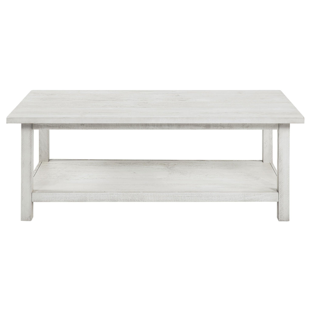 Payne Wood Coffee Table with Shelf Distressed Brown