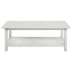 Payne Wood Coffee Table with Shelf Distressed Brown