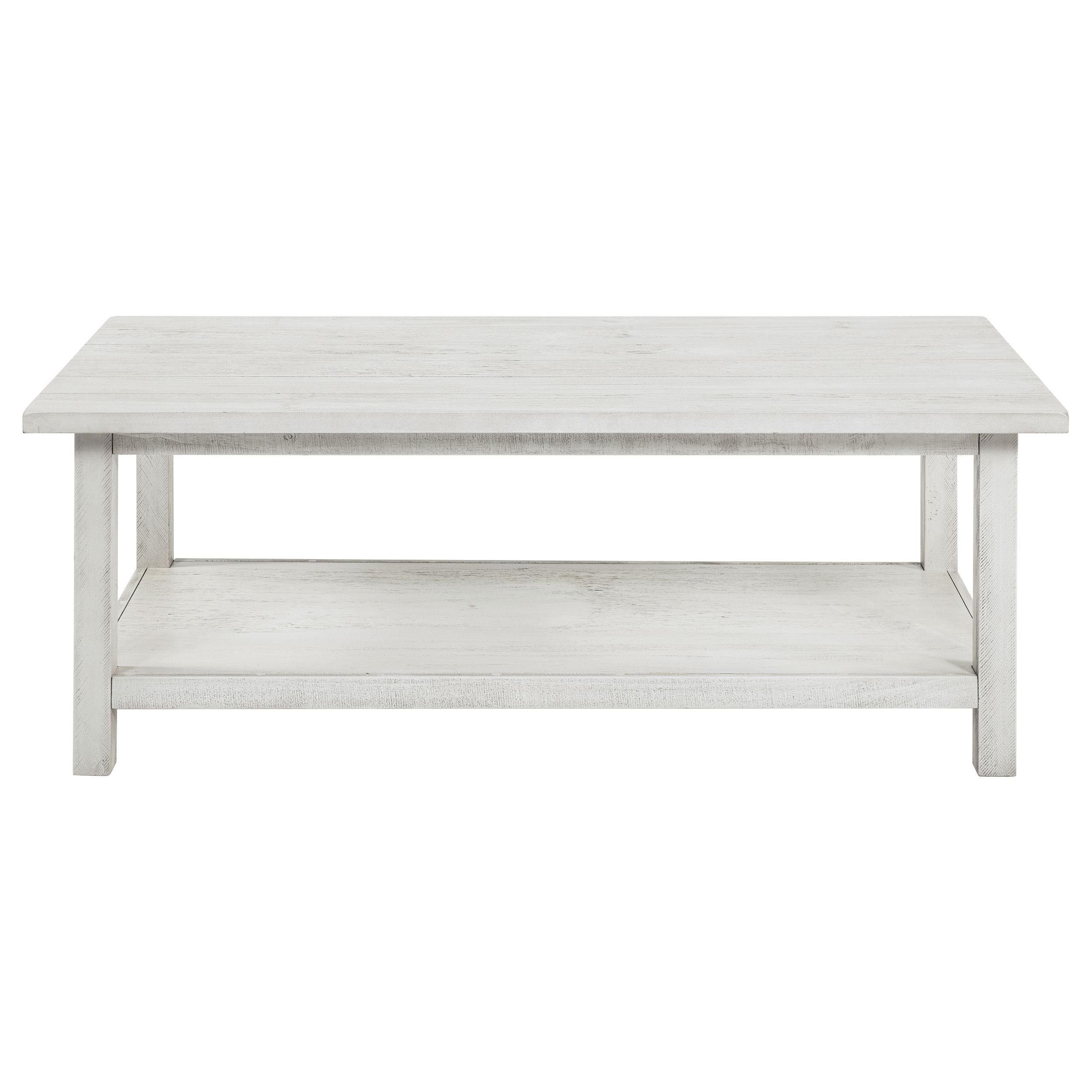 Payne Wood Coffee Table with Shelf Distressed Brown