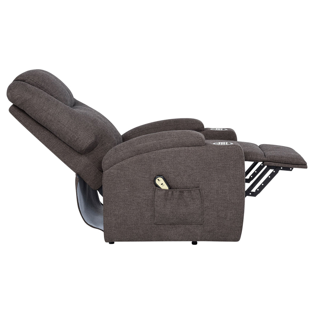 Louie Chenille Upholstered Power Lift Massage Chair Grey