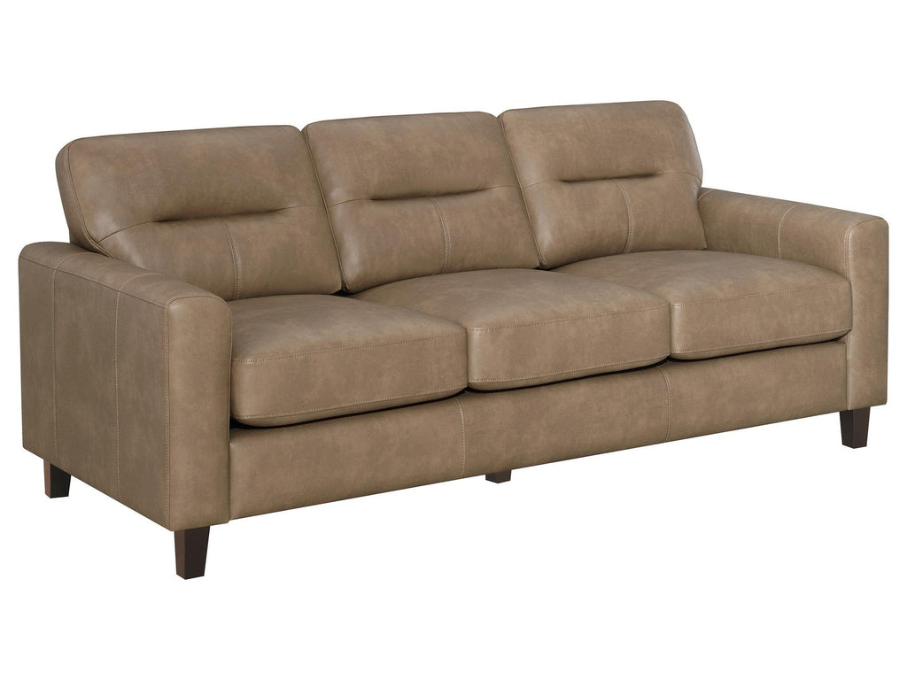 Scotland Faux Leather Upholstered Track Arm Sofa Black