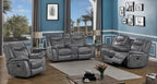 Conrad 3-piece Upholstered Padded Arm Motion Sofa Set Grey - 650354-S3