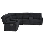 Hagen Upholstered Power Reclining Sectional Sofa Steel Grey