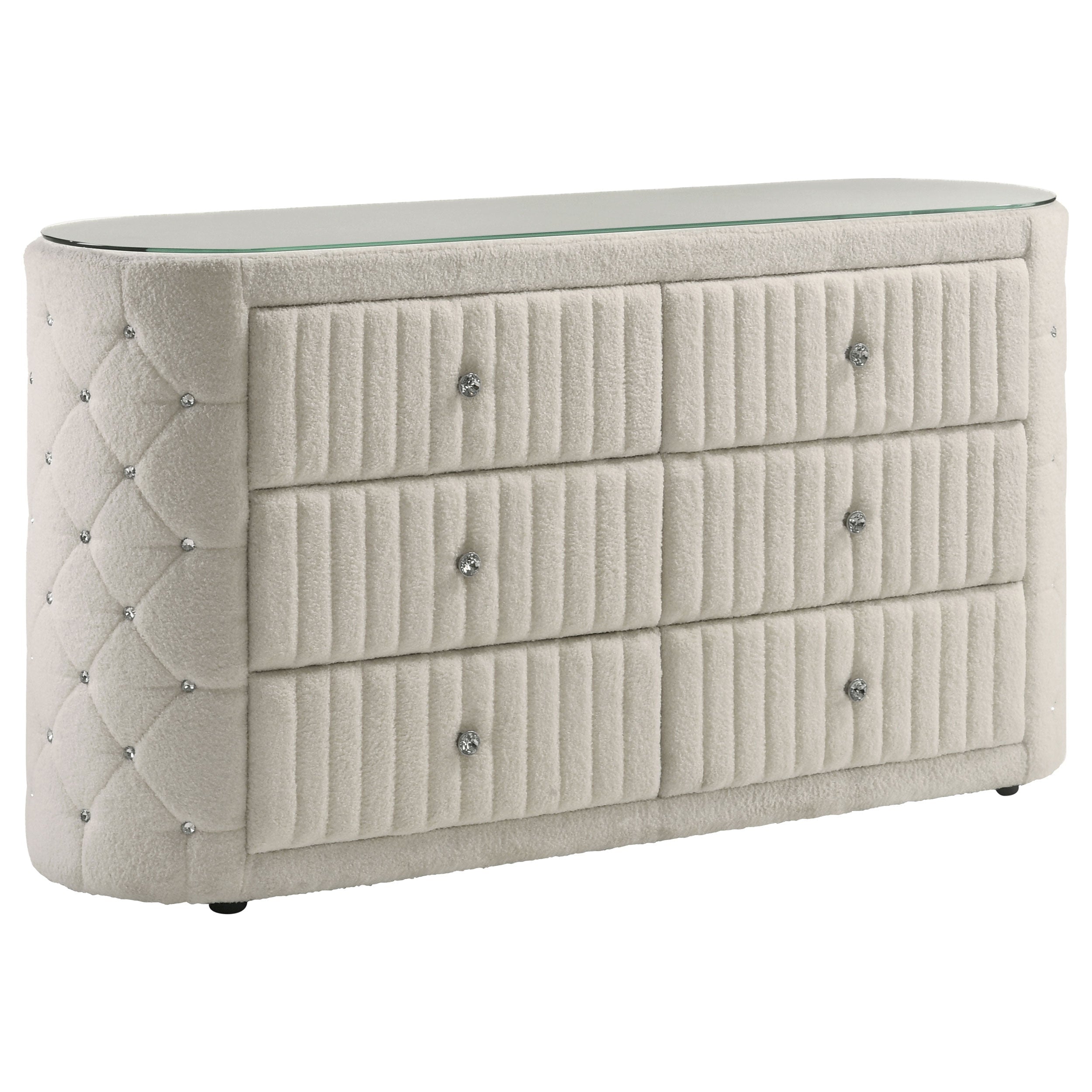 Sonya 4-piece Upholstered Eastern King Bedroom Set Ivory