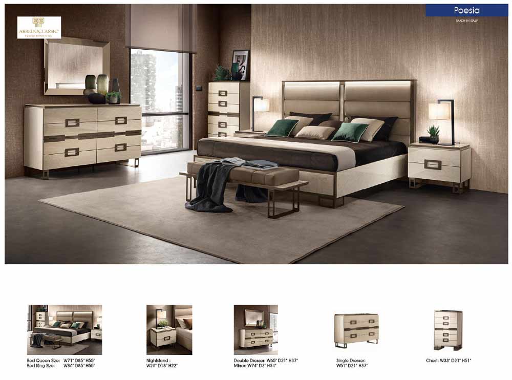 ESF Furniture - Poesia 6 Piece King Bedroom Set - POESIAKSBED-6SET