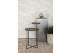 Yael Round Mango Wood Accent Side Table Natural and Gunmetal