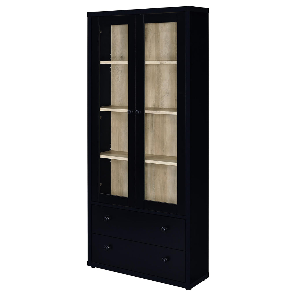 Hawthorne 4-shelf Glass Door Tall Cabinet with Drawers White