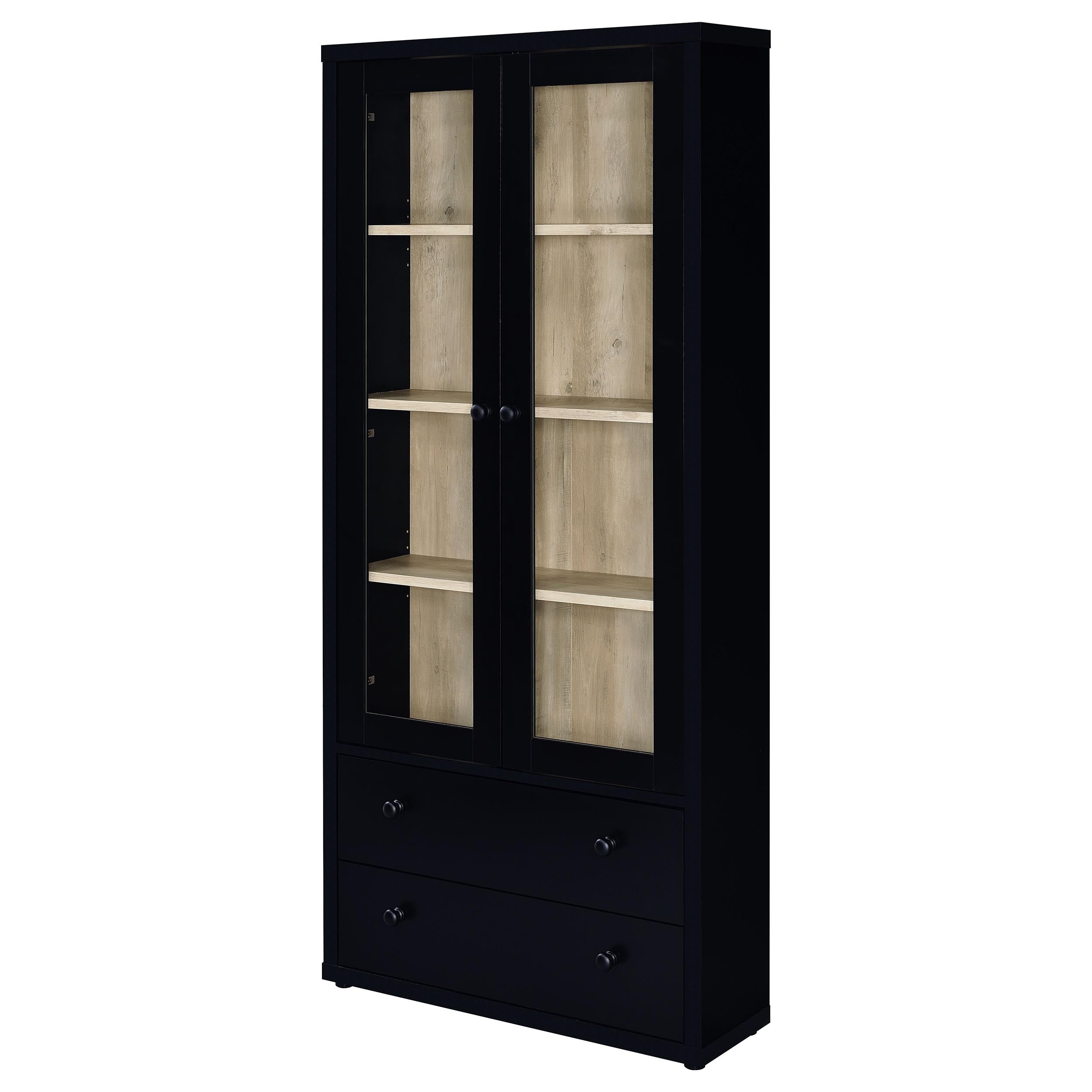Hawthorne 4-shelf Glass Door Tall Cabinet with Drawers White