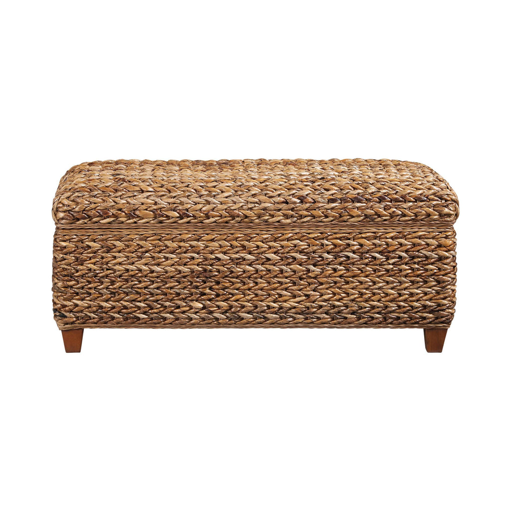 Laughton Hand-Woven Banana Leaf Storage Bench Amber