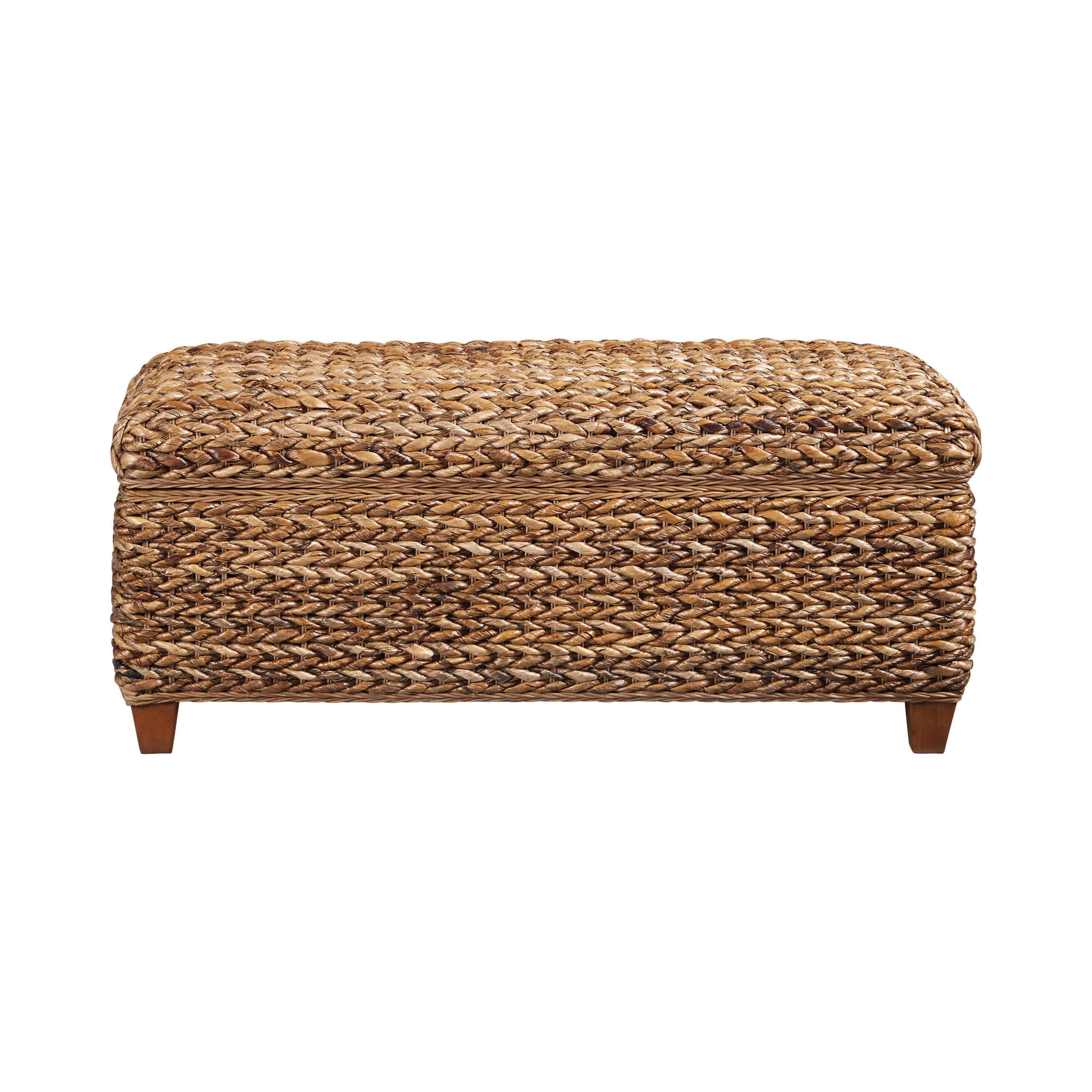 Laughton Hand-Woven Banana Leaf Storage Bench Amber
