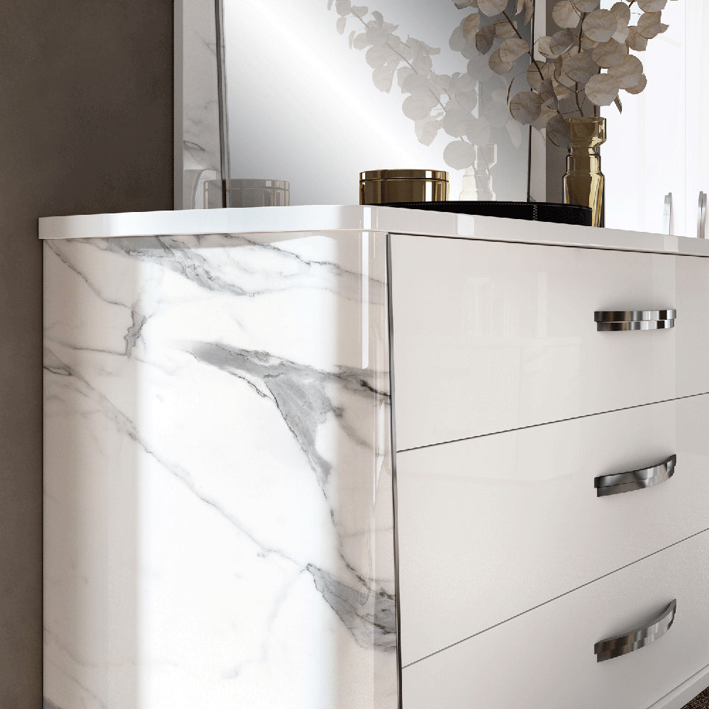 ESF Furniture - Anna 3 Piece Queen Bedroom Set in White-Grey - ANNASTATUSQS-3SET