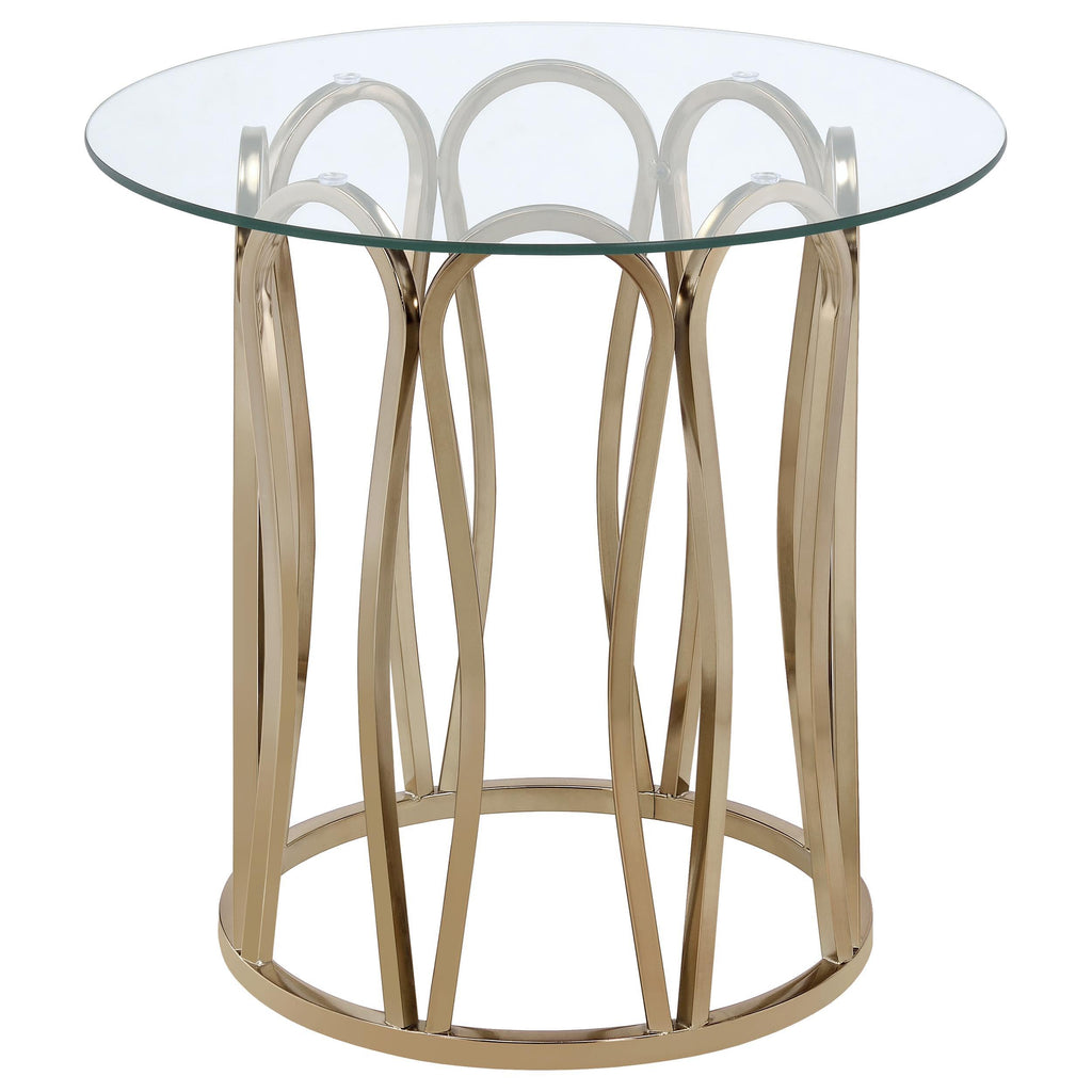 Monett Round Glass Top Coffee Table Chocolate Chrome