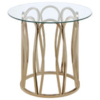 Monett Round Glass Top Coffee Table Chocolate Chrome