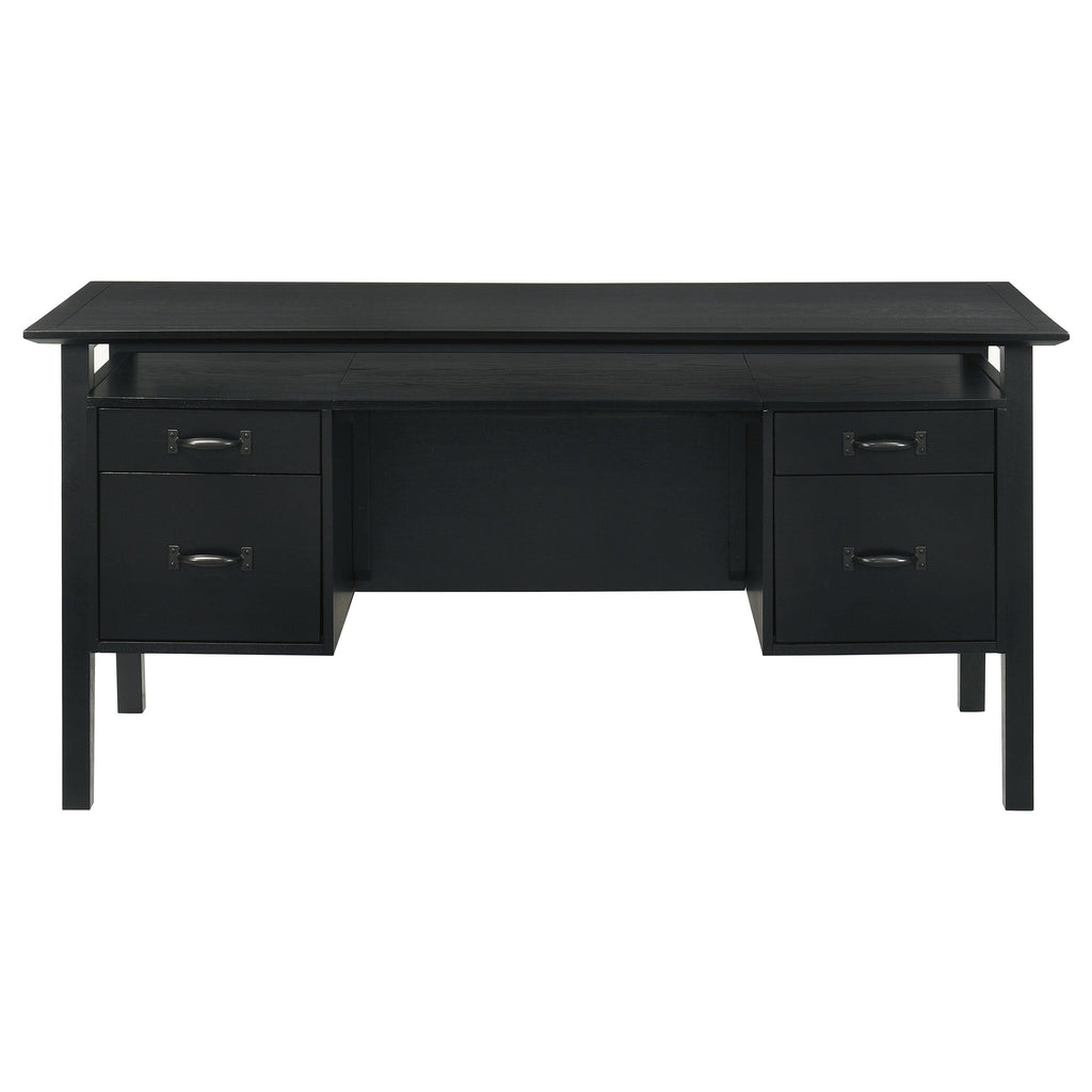 Goodson 64-inch 4-Drawer Double Pedestal Computer Desk Black