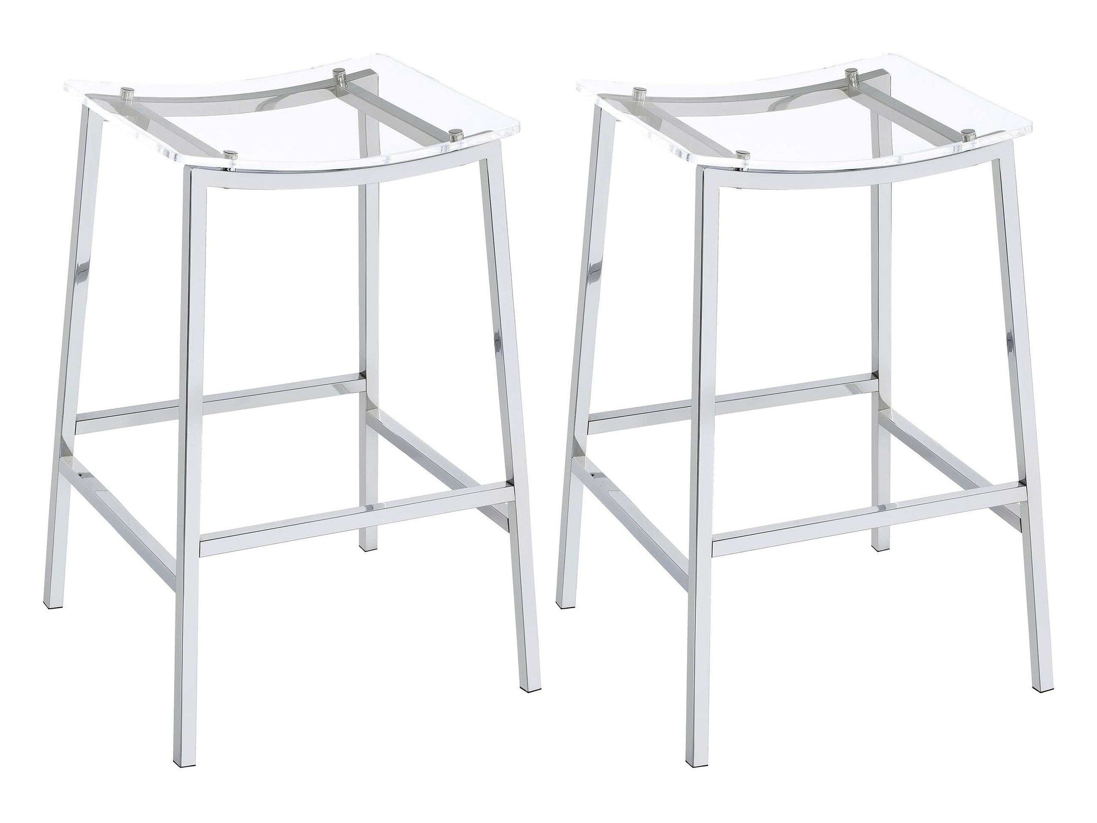 Jovani Acrylic Backless Bar Stool Chrome (Set of 2)