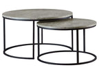Lainey 2-piece Round Faux Marble Nesting Coffee Table Grey