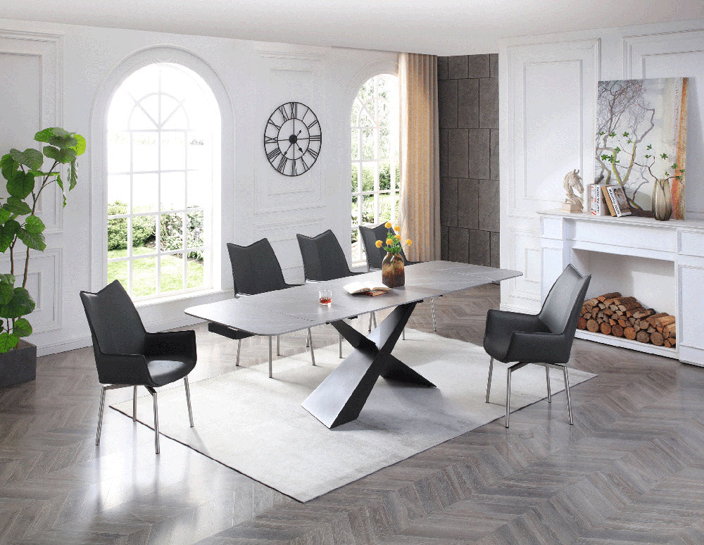 ESF Furniture - 9422 - 5 Piece Dining Table Set in Dark Grey - 9422TABLE-5SET