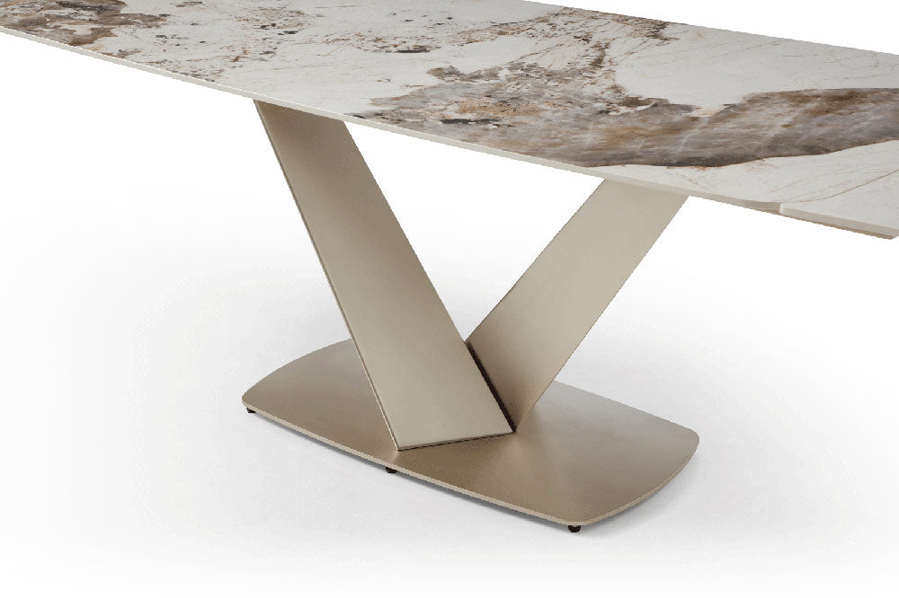 ESF Furniture - 93 Dining Table w/ Extension in Golden Champagne - 93DININGTABLE