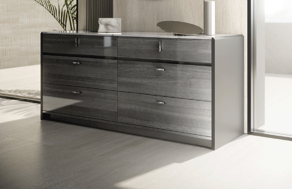 ESF Furniture - Vulcano 6 Piece Queen Bedroom Set in Luxury Grey Oak - VULCANOQSBED-6SET