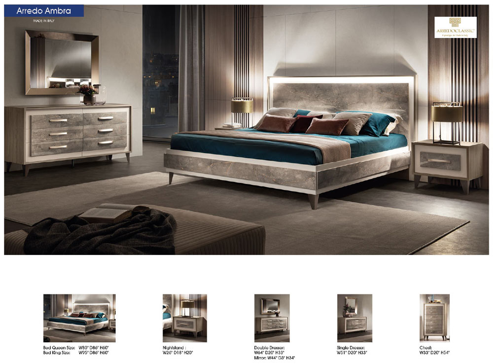 ESF Furniture - ArredoAmbra King Size Bed in Bronze - ARREDOAMBRAKS