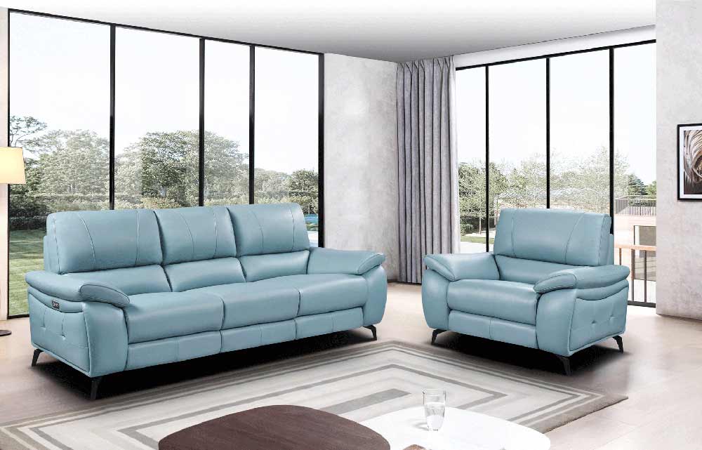 ESF Furniture - 2934 Sofa w/ 2 Electric Recliner in Blue - 29343BLUE