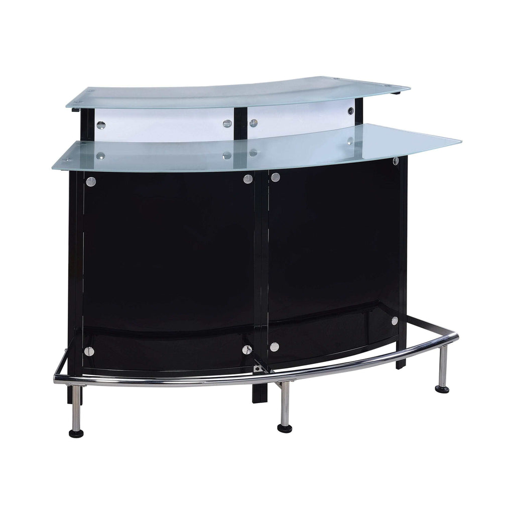 Keystone Curved Glass Top Home Bar Wine Cabinet Black