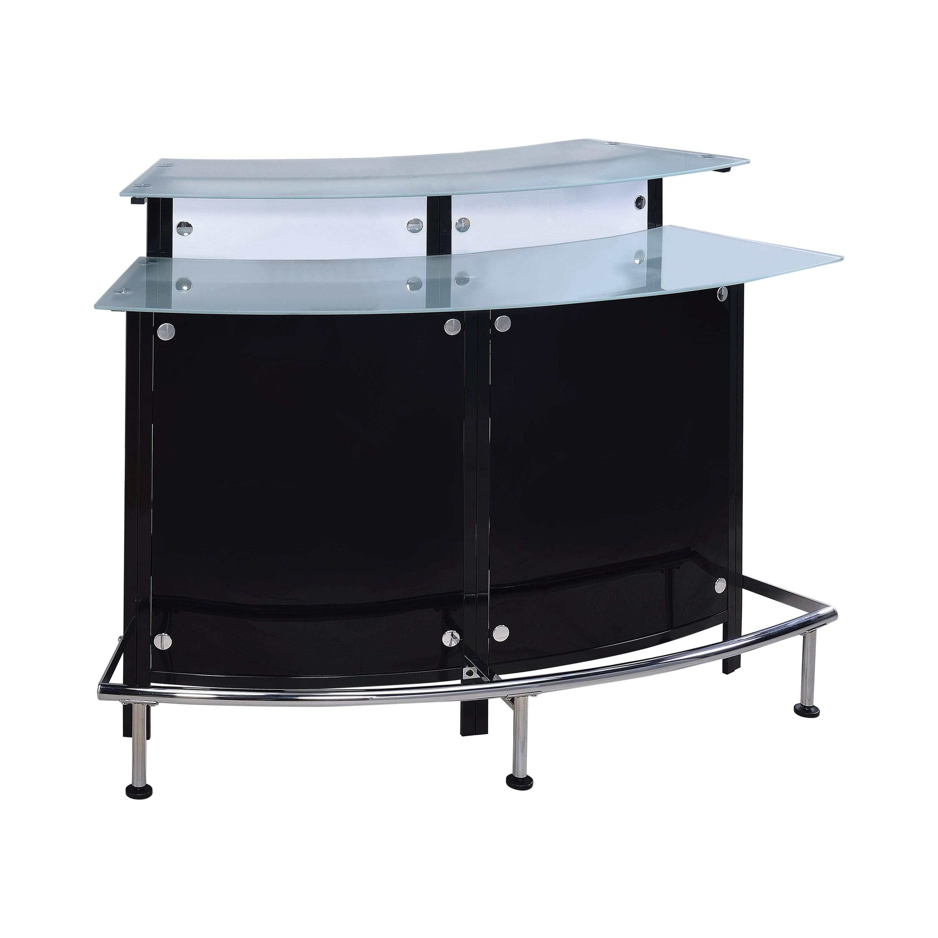 Keystone Curved Glass Top Home Bar Wine Cabinet Black