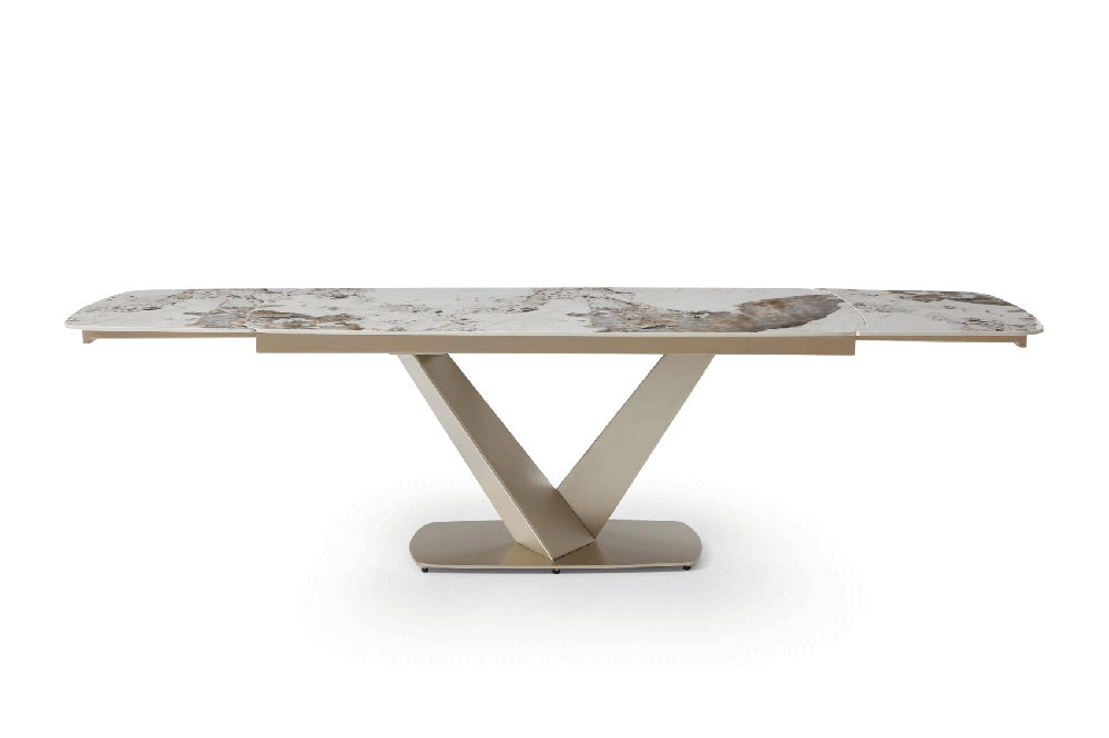 ESF Furniture - 93 Dining Table w/ Extension in Golden Champagne - 93DININGTABLE