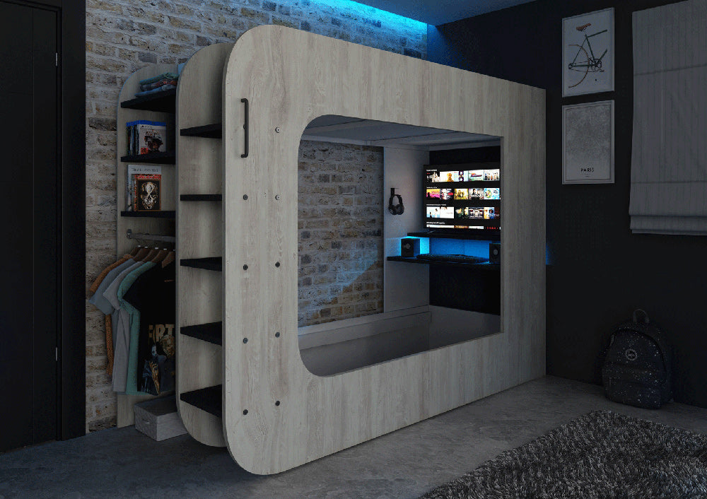 ESF Furniture - Gamer Bed 35.43" x 78.7" in Natural - GAMERBEDNATURAL