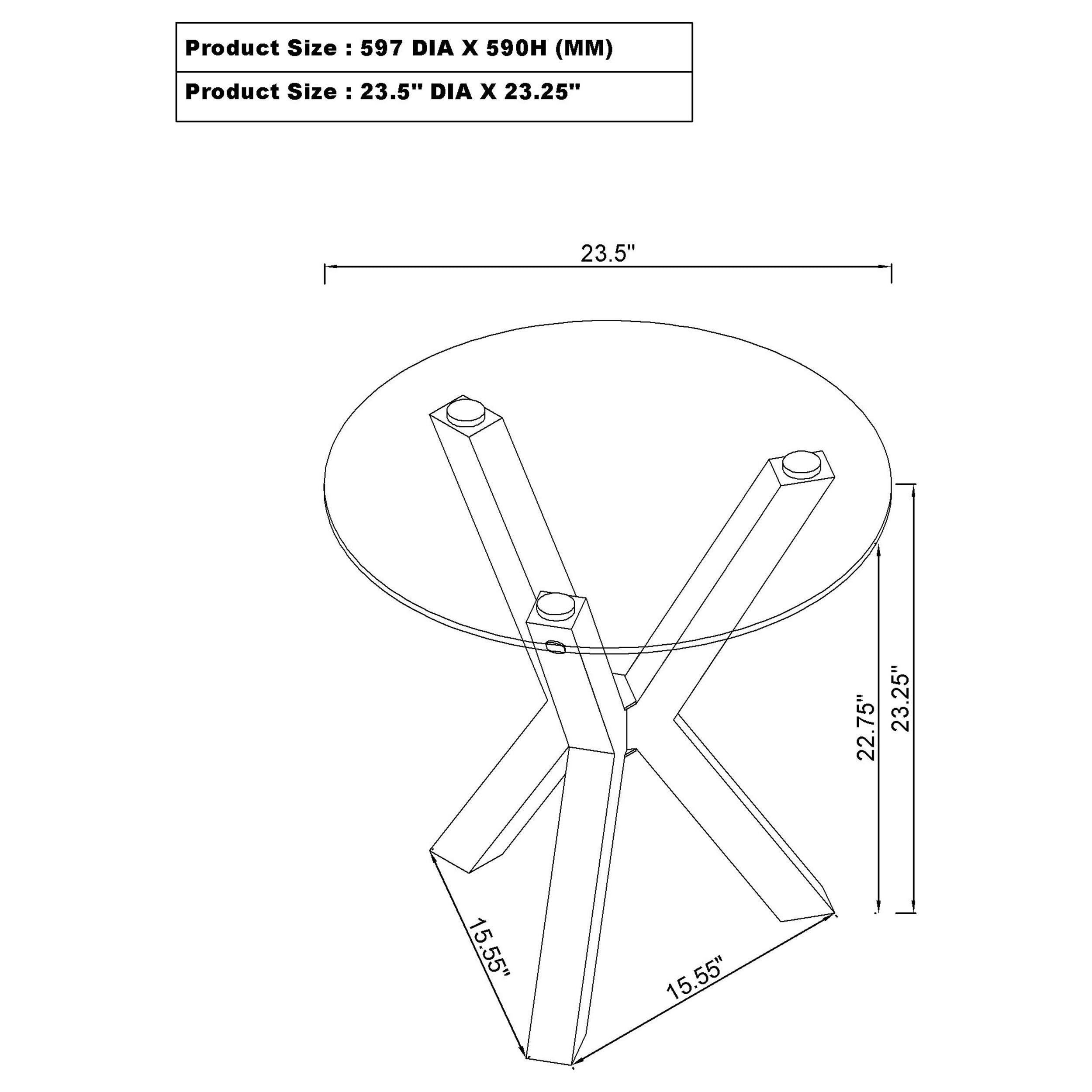 Kenzie Round Tempered Glass Top Cocktail Coffee Table Chrome
