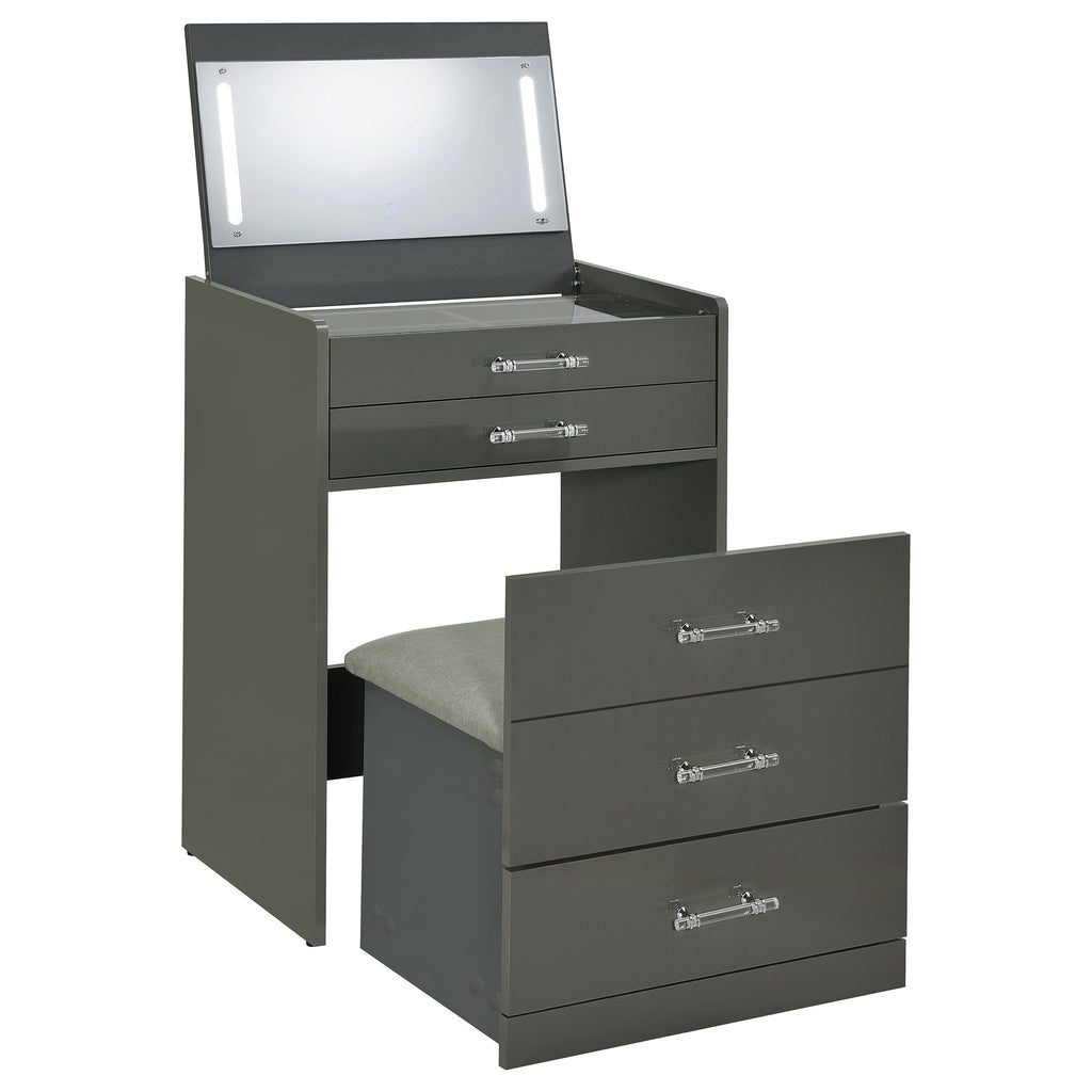 Danbury 3-drawer Makeup Vanity & Stool Set White High Gloss