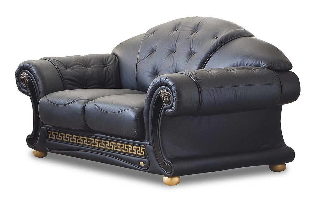 ESF Furniture - Apolo 3 Piece Living Room Set in Black - APOLO3BLACK-3SET