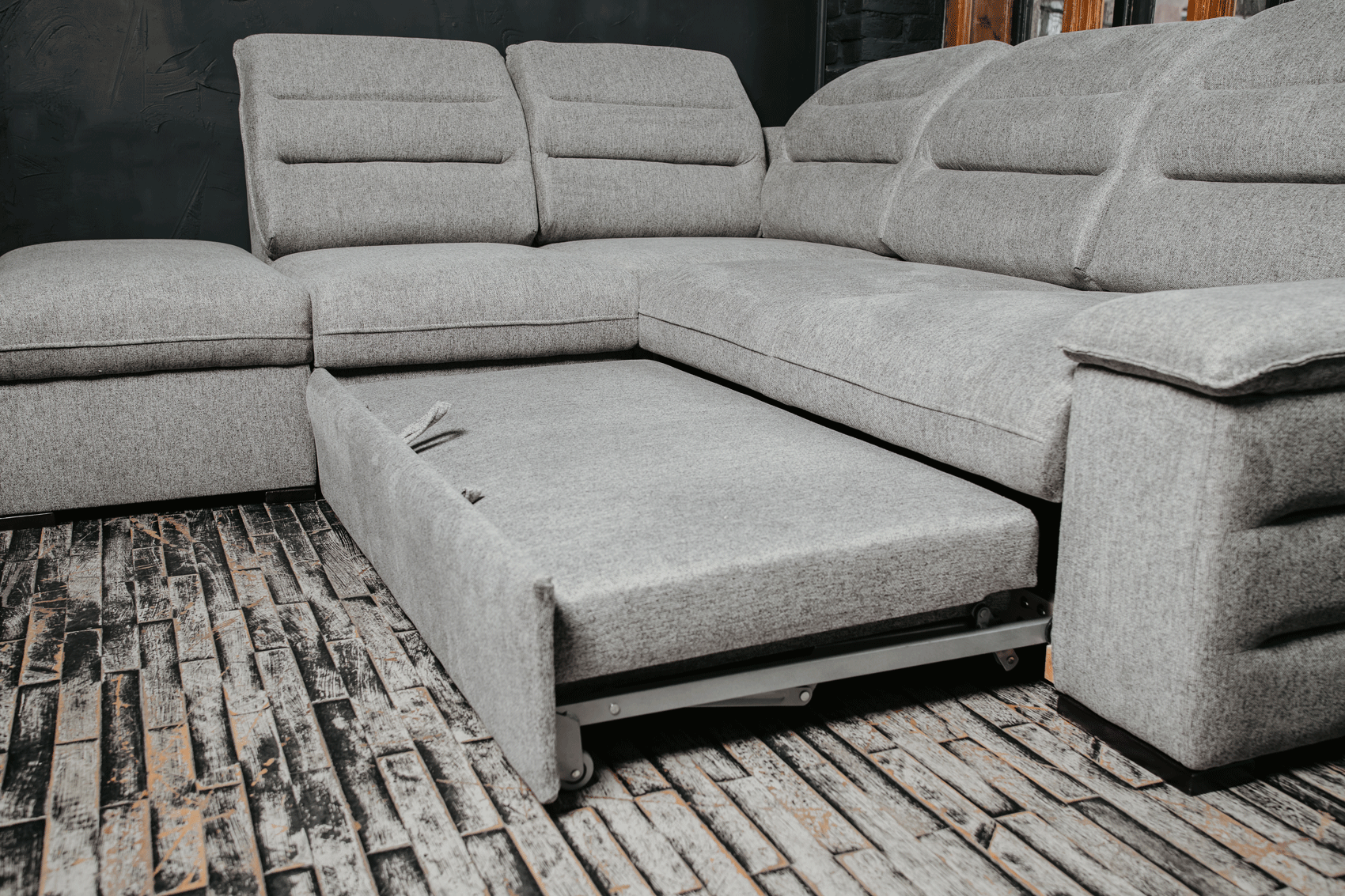 ESF Furniture - Oliver Sectional w/ Bed and Storage in Gray - OLIVERSECTIONAL